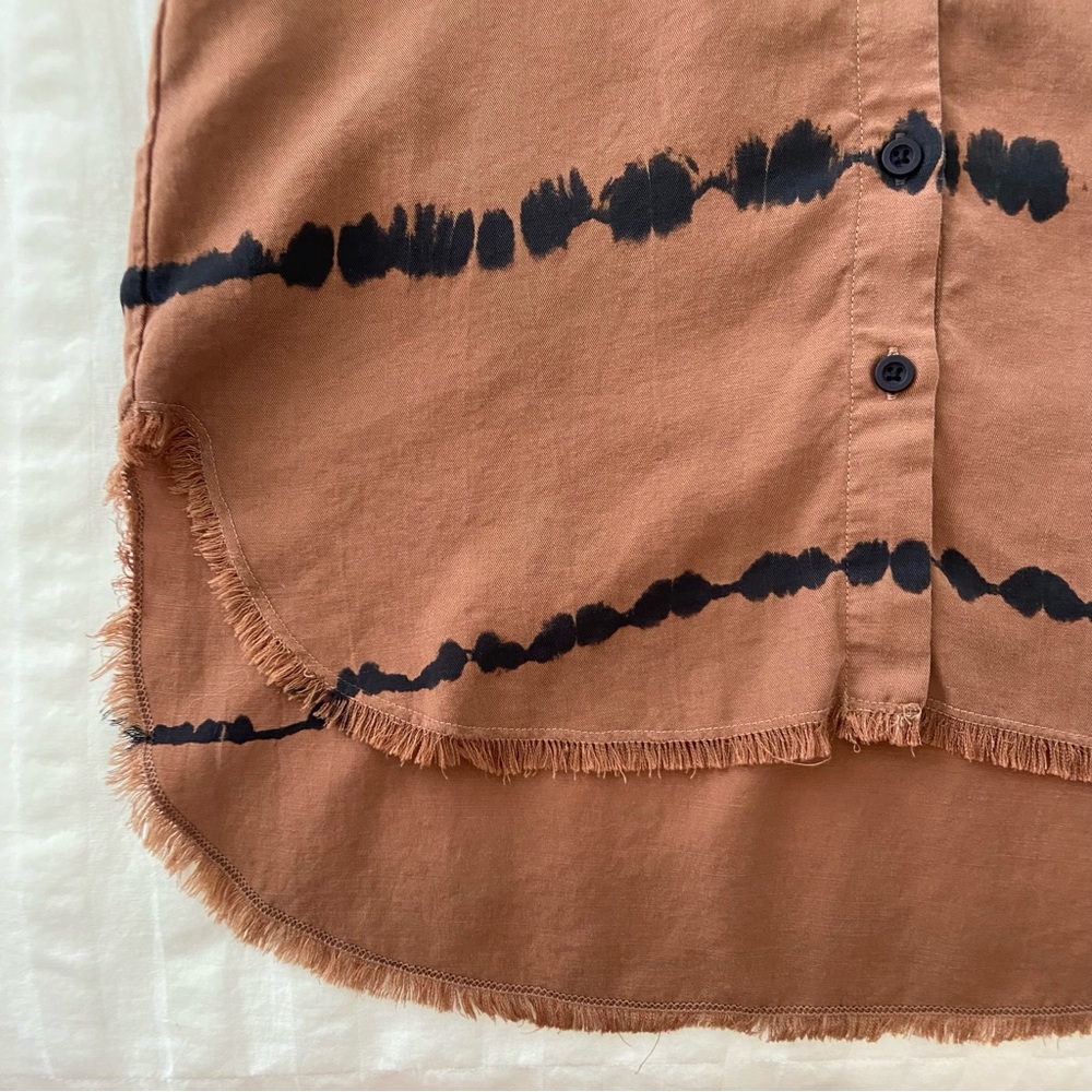 Anthropologie Cloth & Stone Edie Brown Tie Dye Button Down Blouse - Picture 11 of 15